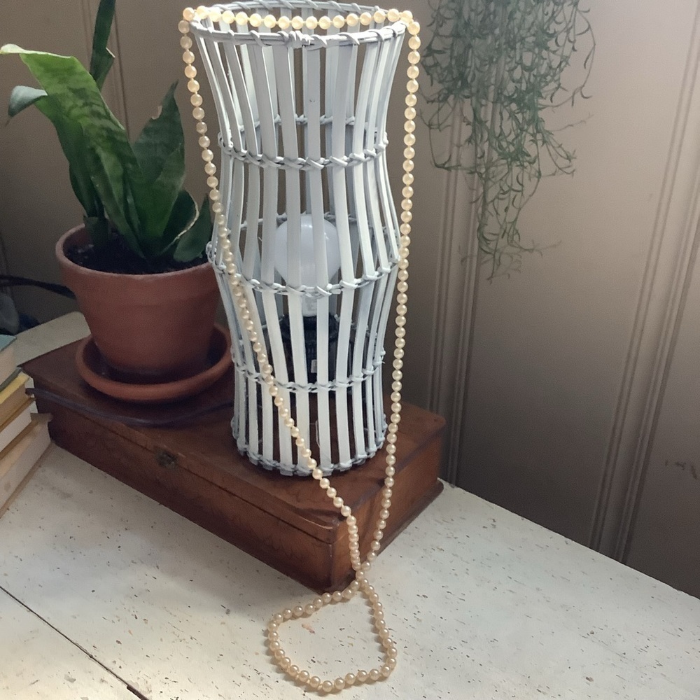 Vintage Very Long Faux Pearl Beaded Necklace